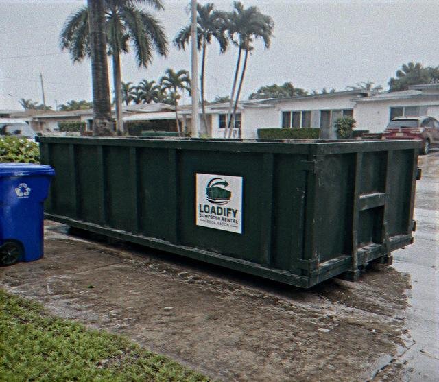 Loadify dumpster placed at a residential street in Boca Raton